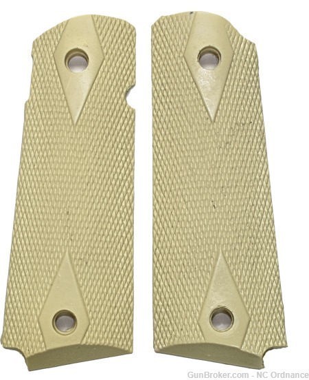 Colt 1911 Ivory-Like Grips, Checkered Double Diamond Pattern-img-0