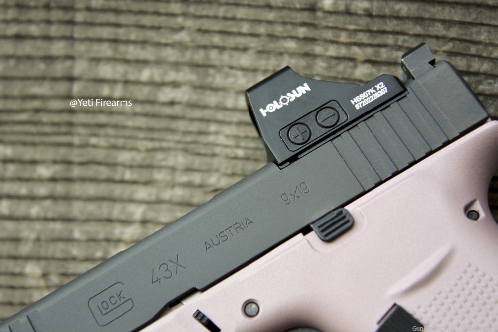  Glock 43X MOS 9mm Champagne Pink W/ CHPWS Holosun 507K Red Night Sights-img-6