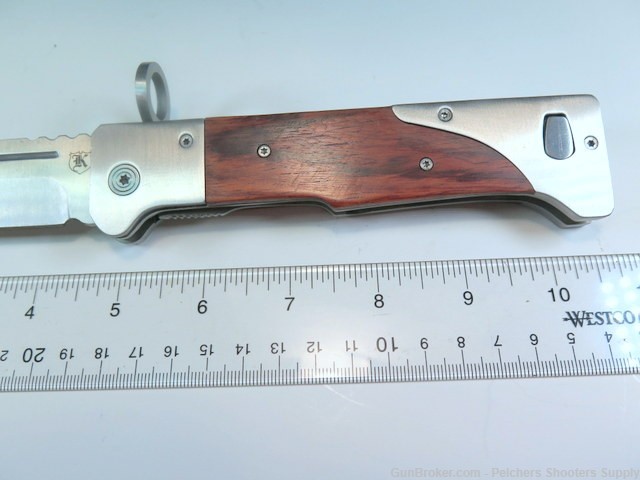 AK-47 Folding Bayonet With Belt Pouch Stainless/Wood New-img-3