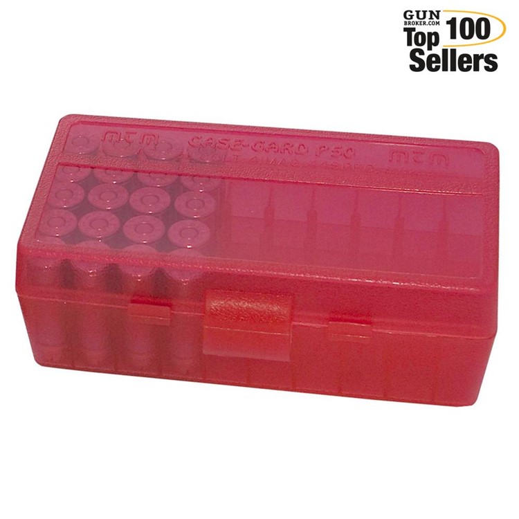 MTM CASE-GARD P-50 Series 50rd Clear Red Small Handgun Ammo Box (P509M29)-img-0
