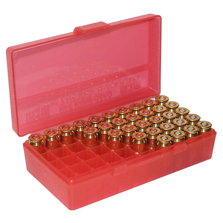 MTM CASE-GARD P-50 Series 50rd Clear Red Small Handgun Ammo Box (P509M29)-img-2