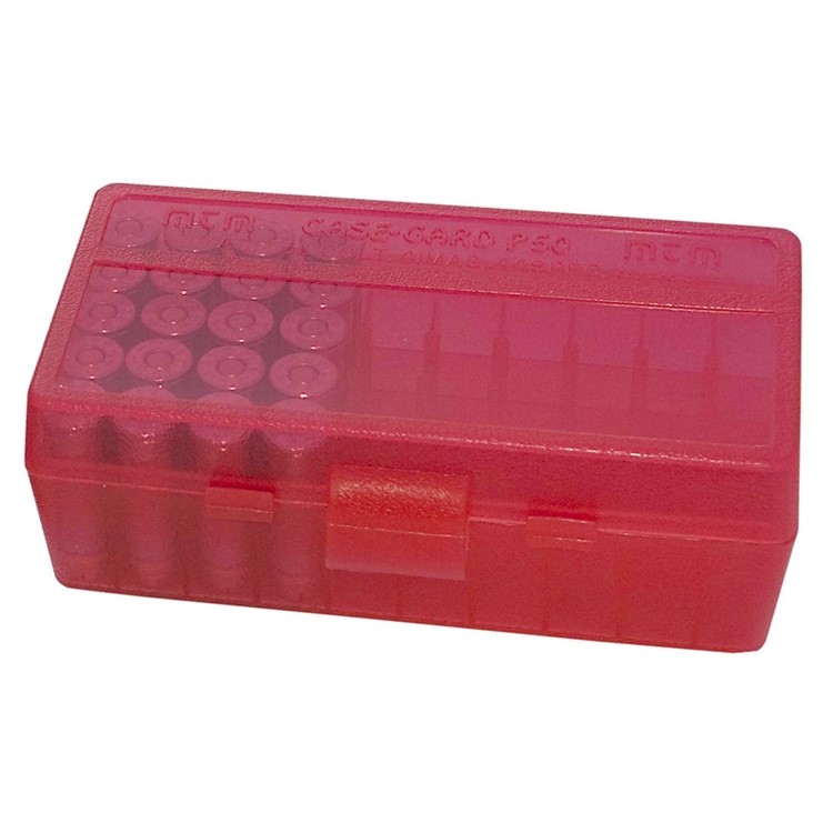 MTM CASE-GARD P-50 Series 50rd Clear Red Small Handgun Ammo Box (P509M29)-img-1