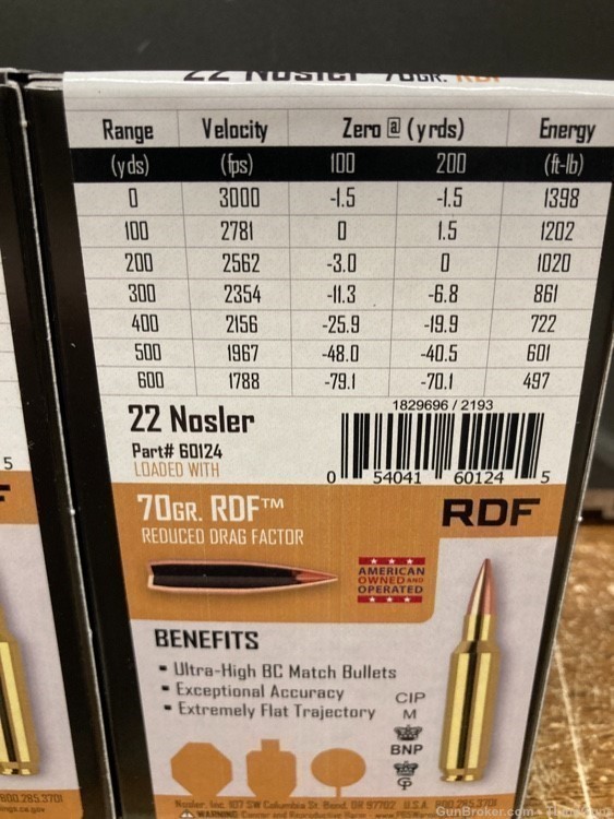 Nosler Match Grade 22 Nosler 70 grain RDF #60124 40 rounds-img-1