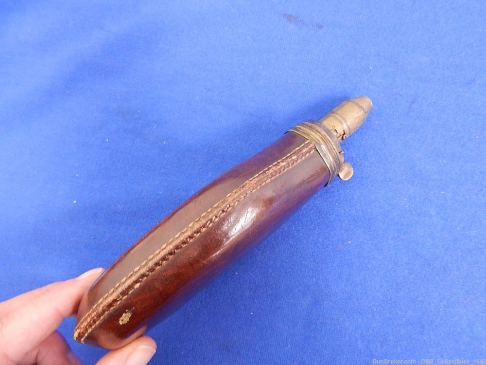 1840s-60s Rifle or Shotgun Leather Powder Flask-img-5