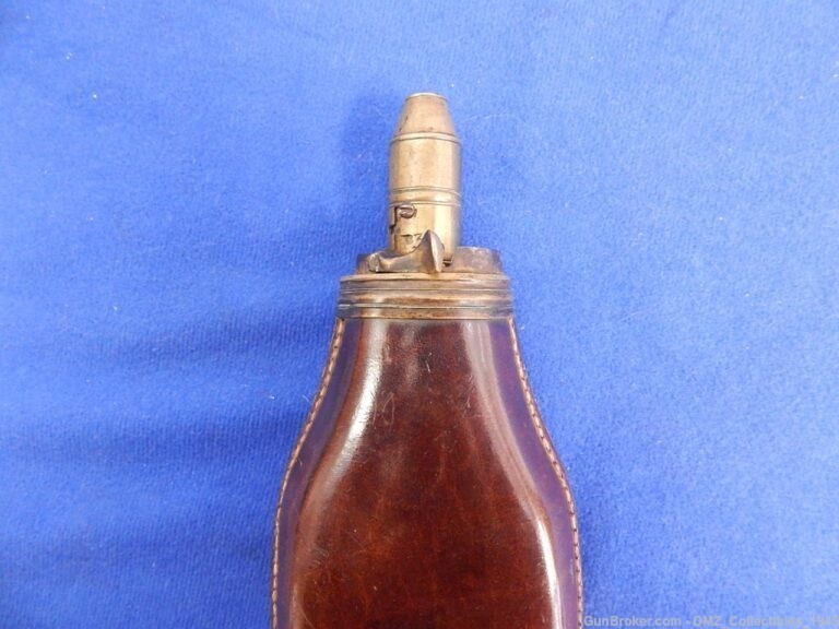 1840s-60s Rifle or Shotgun Leather Powder Flask-img-1