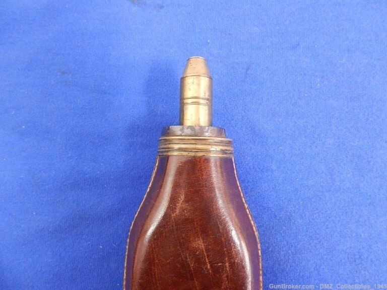 1840s-60s Rifle or Shotgun Leather Powder Flask-img-4