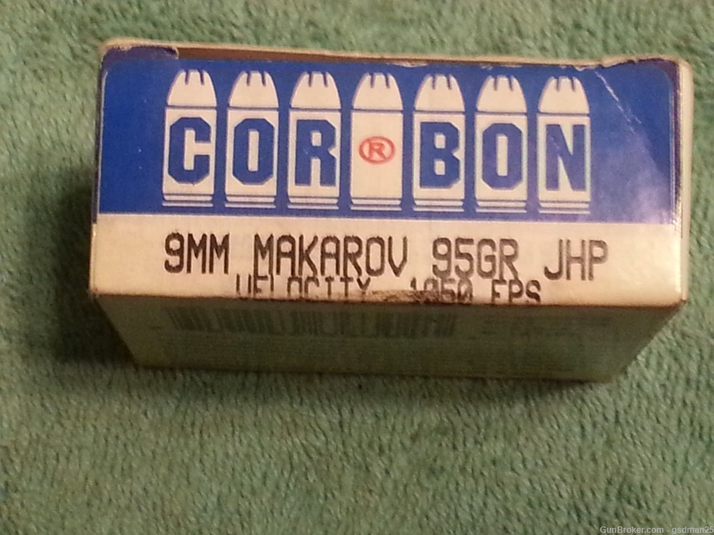 Corbon 9 X 18 Makarov 95gr JHP Box of 20-img-0