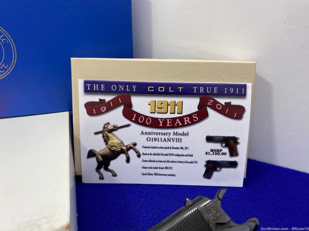 2011 Colt 1911 100th Anniversary 45acp *1/100 CUSTOM SHOP "C" ENGRAVED* 2/4-img-3