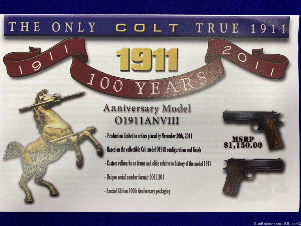2011 Colt 1911 .45 ACP *100th ANNIVERSARY TIER III WWI REINTRODUCTION* 3/4-img-8