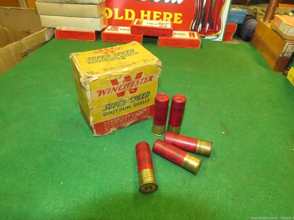Collector's Vintage "Winchester Super-Speed" Ammo, 16 Ga. Full Box, 5-Shot-img-1