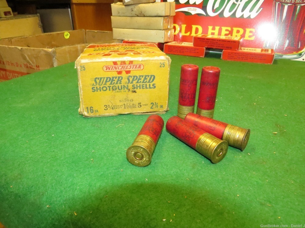Collector's Vintage "Winchester Super-Speed" Ammo, 16 Ga. Full Box, 5-Shot-img-8