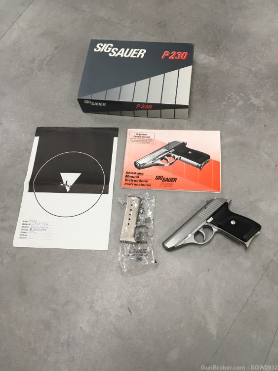 Sig Sauer P230 SL 9mm Kurtz 380 ACP Germany box manual papers extra mag-img-0