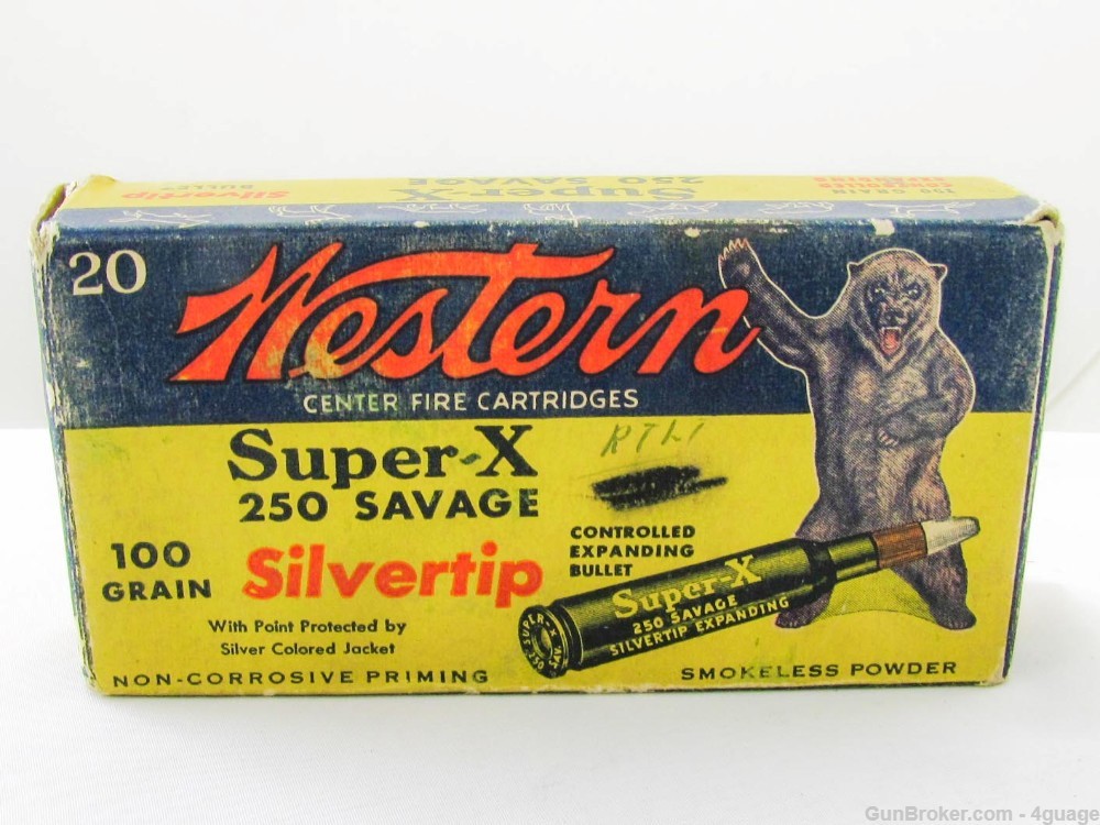 Western Super-X 250 Savage Cartridges - Full Grizzly Bear Box-img-1
