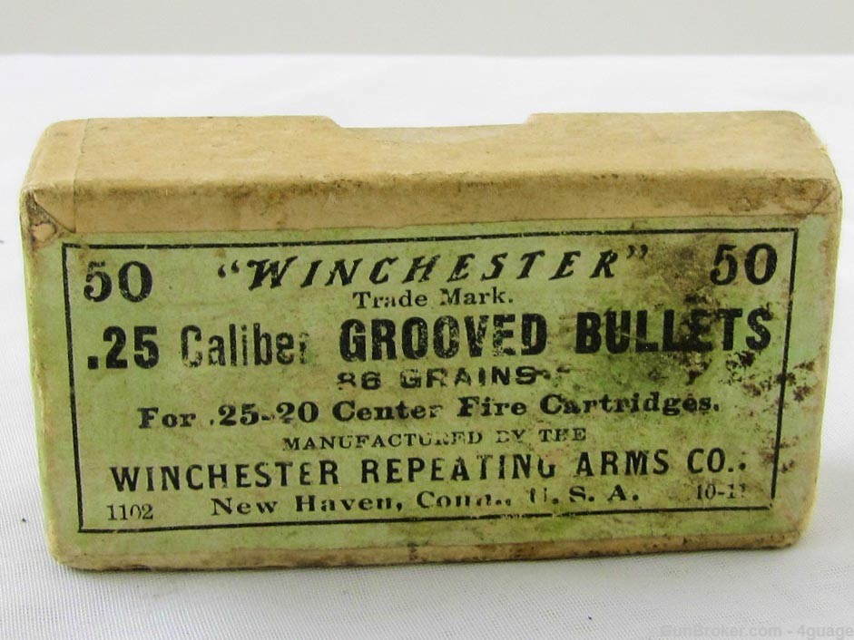 Winchester .25 Caliber Grooved Bullets - Full 2-Pc. Box-img-0