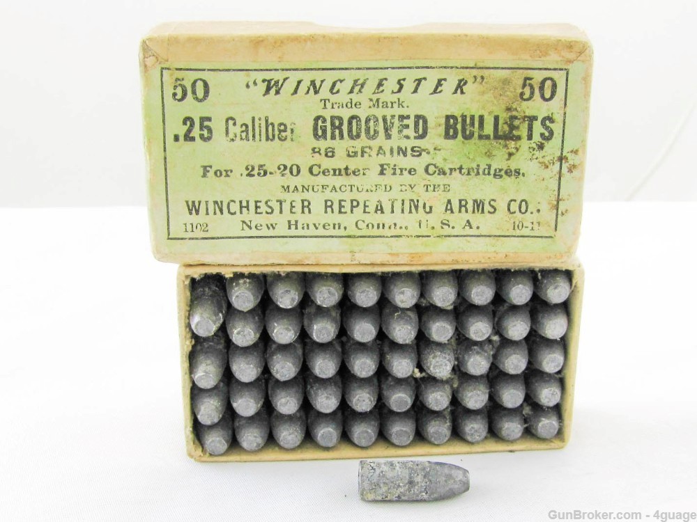 Winchester .25 Caliber Grooved Bullets - Full 2-Pc. Box-img-6