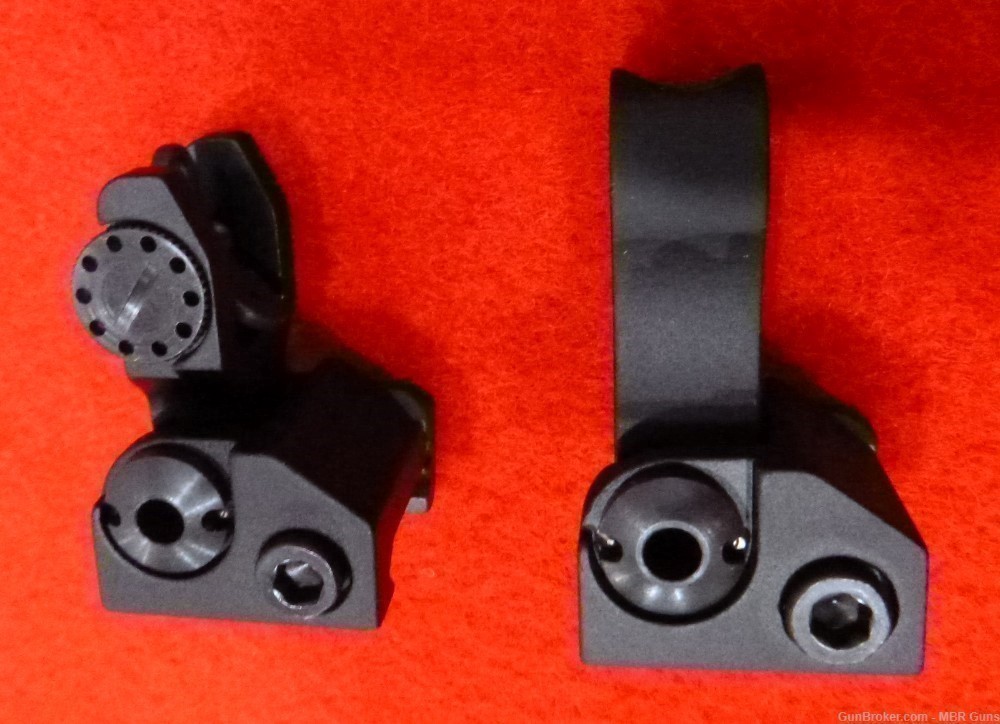AR 15 Flip Up Front and Rear Iron Sights Aircraft Grade Aluminum Hooded FS-img-6