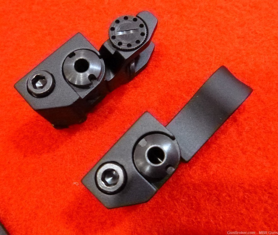 AR 15 Flip Up Front and Rear Iron Sights Aircraft Grade Aluminum Hooded FS-img-2