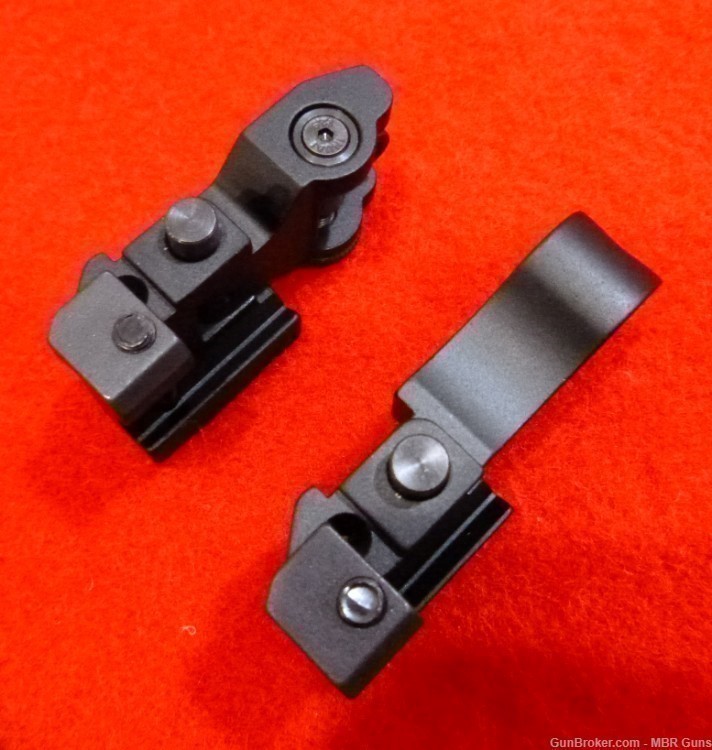 AR 15 Flip Up Front and Rear Iron Sights Aircraft Grade Aluminum Hooded FS-img-3