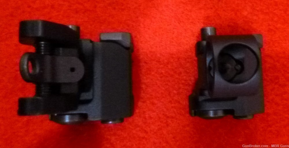 AR 15 Flip Up Front and Rear Iron Sights Aircraft Grade Aluminum Hooded FS-img-8