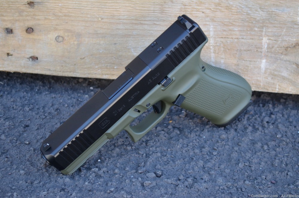 Glock 21 Gen 5 MOS Optic Ready X-Werks OD Green 45acp G5 New -img-1
