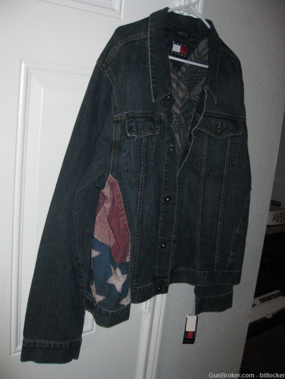 GIFT Tommy Jeans XL Rare Flag Denim Jacket Reg$98 NWT New old stock NOS-img-0