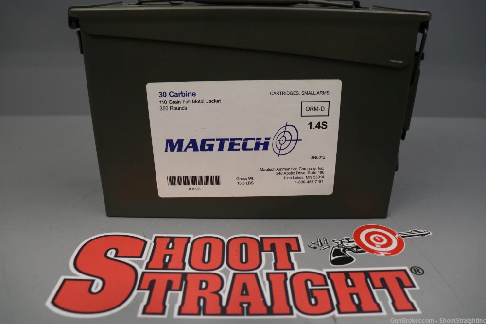 Lot o' 350-rounds Magtech .30 Carbine 110gr FMJ Ammunition w/Ammo Can-img-0