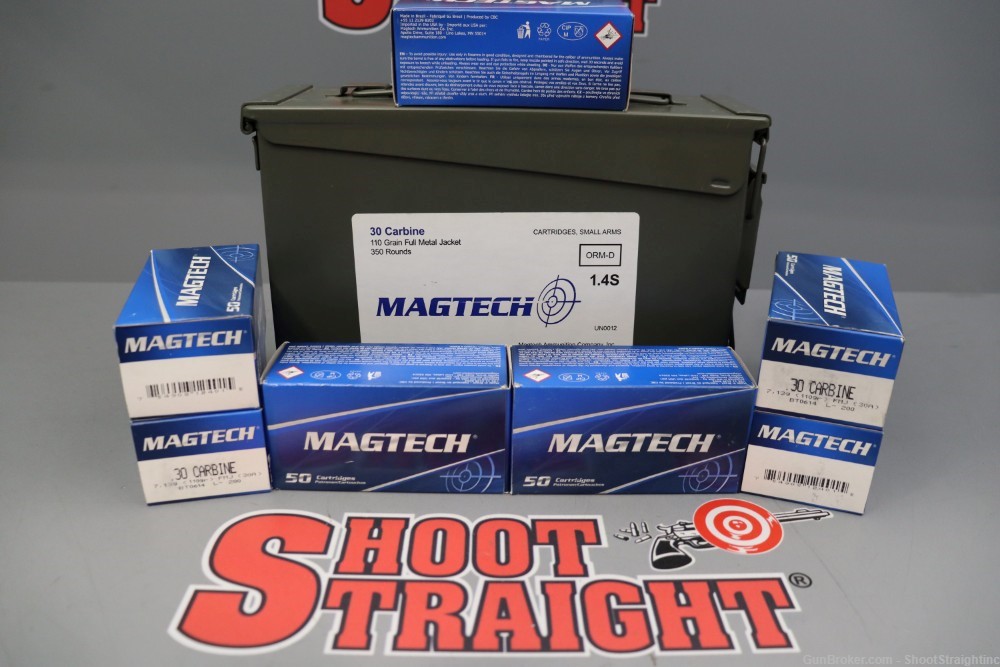 Lot o' 350-rounds Magtech .30 Carbine 110gr FMJ Ammunition w/Ammo Can-img-1