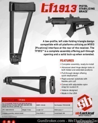 SB Tactical AK47 Pistol Brace Picatinny Rail Attach TF1913™ NEW In Stock-img-1
