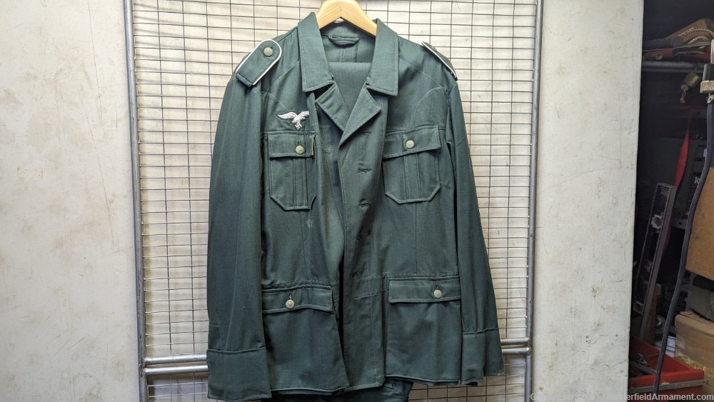 Lost Battalions reproduction Luftwaffe Green Jacket & Trousers,   Size 46-img-0