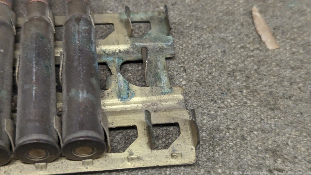 Vintage Japanese 7.7 MG ammo on brass type 92 (hotchkiss)  feed tray, -img-2