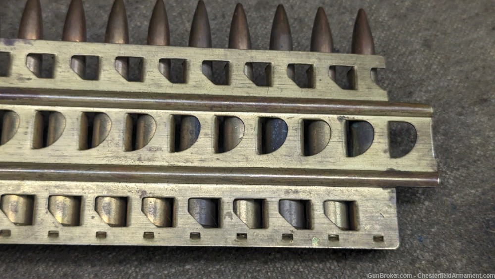 Vintage Japanese 7.7 MG ammo on brass type 92 (hotchkiss)  feed tray, -img-8