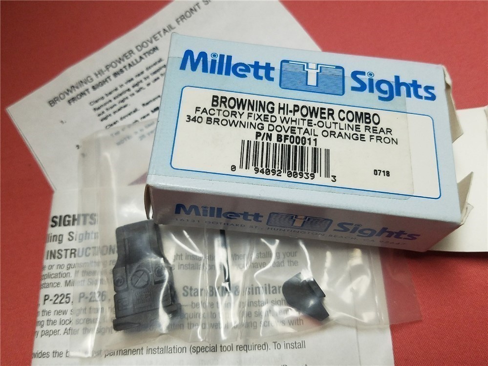 Millett Sights Set Target Combo Browning Hi-Power High BF00011 Orange P-35-img-0