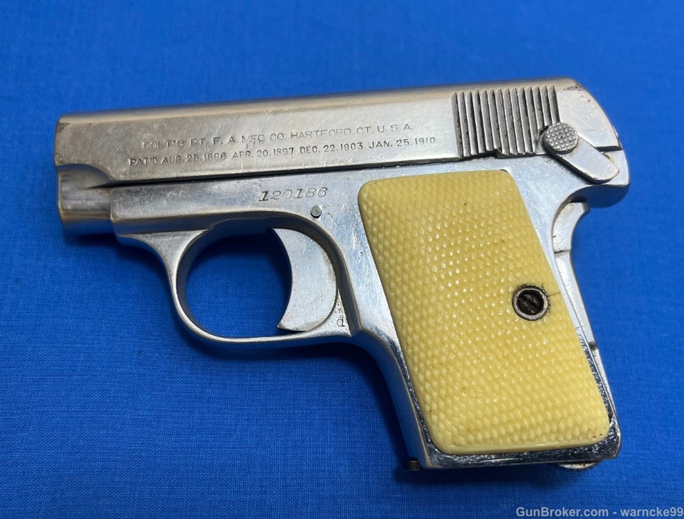 C&R 1918 Colt Vest Pocket, Nickel, 25 ACP Pistol, Penny Start!-img-1