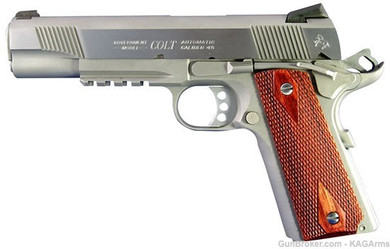 Colt 1911 Government Rail Gun Stainless Steel O1070RG 45 ACP Colt XSE Rail -img-0