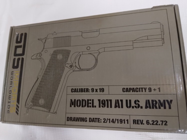 Tisas 1911A1 US Army ZIG M1 Semi Auto 9mm Pistol  No Reserve-img-13