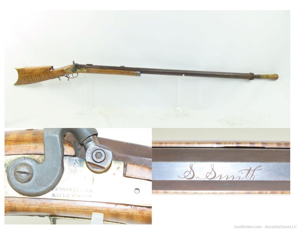 S. SMITH Signed PA Rifle Works Half-Stock .45 Percussion TARGET  LONG RIFLE-img-0