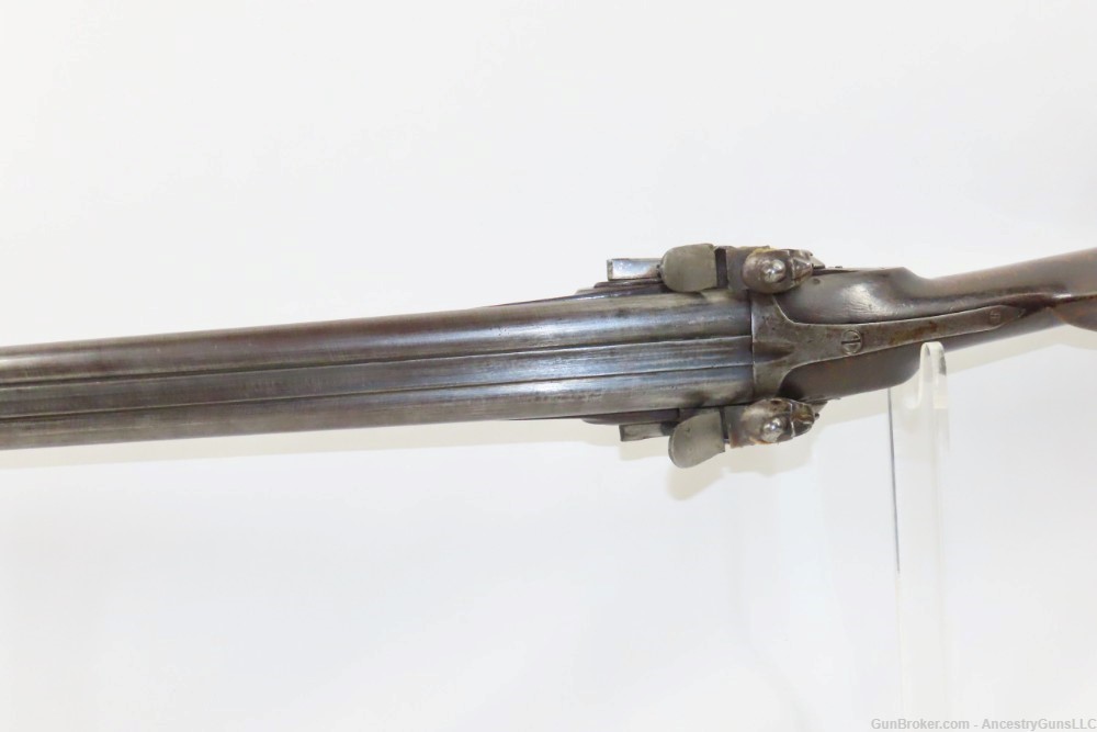 Antique BELGIAN 16 Ga. Double Barrel Side by Side FLINTLOCK Shotgun 1800s S-img-9