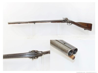 Antique BELGIAN 16 Ga. Double Barrel Side by Side FLINTLOCK Shotgun 1800s S