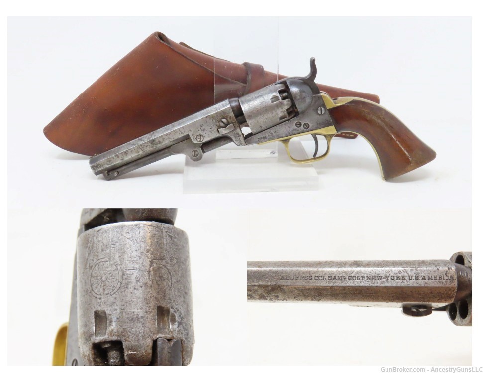 1862 COLT Antique CIVIL WAR .31 Percussion M1849 POCKET Revolver w/HOLSTER -img-0