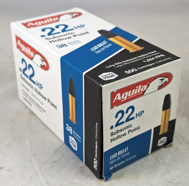 500 Rds Aguila 22LR Subsonic 38g Hollow Point HP 22 LR Ammo-img-0
