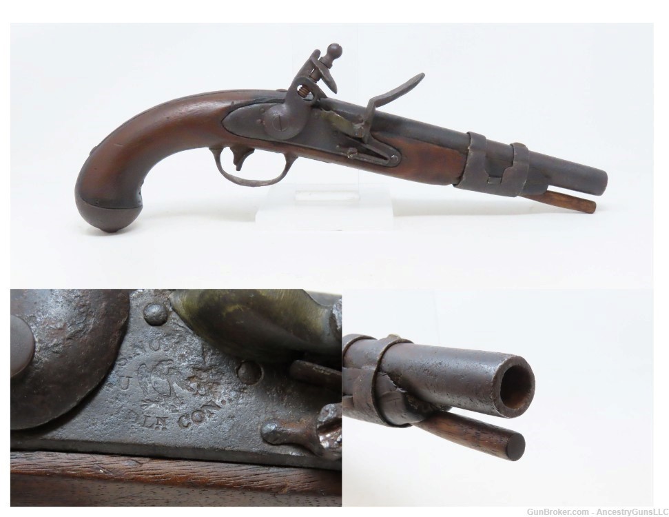 Antique SIMEON NORTH U.S. M1816 .54 Military FLINTLOCK Pistol KIT CARSON   -img-0