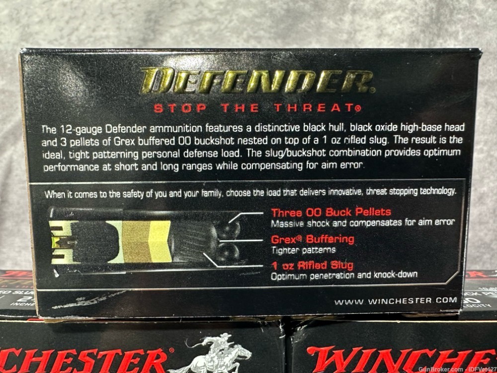 WINCHESTER DEFENDER PDX1 12 GAUGE SLUG/BUCK 2-3/4" 17 BOXES PRICED TO SELL!-img-1