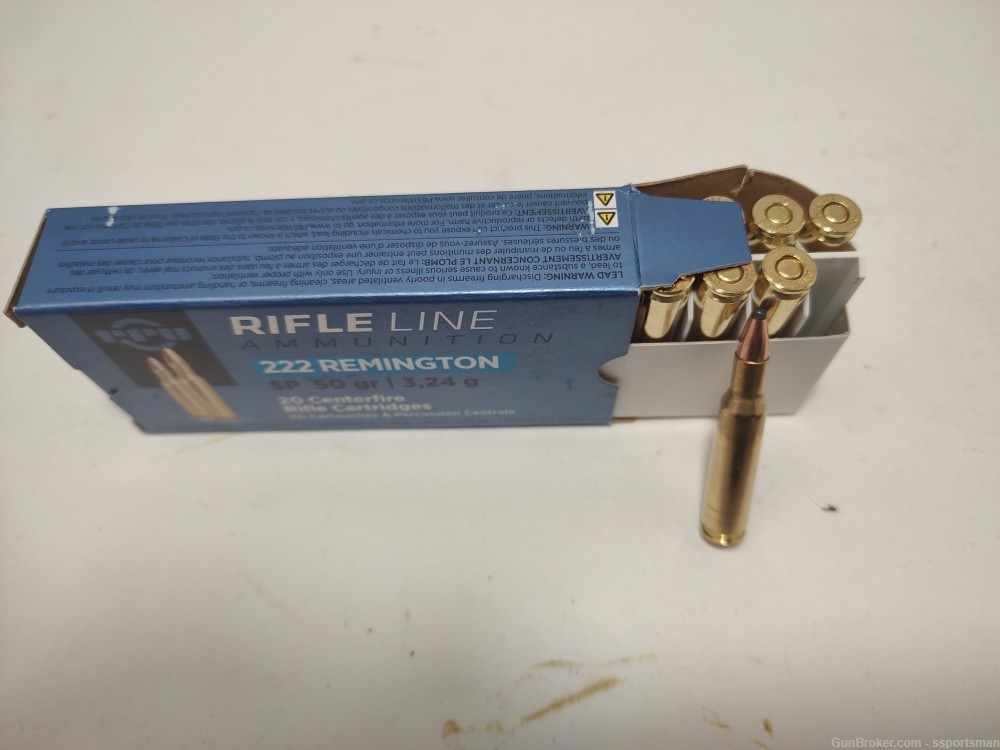 PPU .222 Remington 50 GR SP 20 round box-img-1