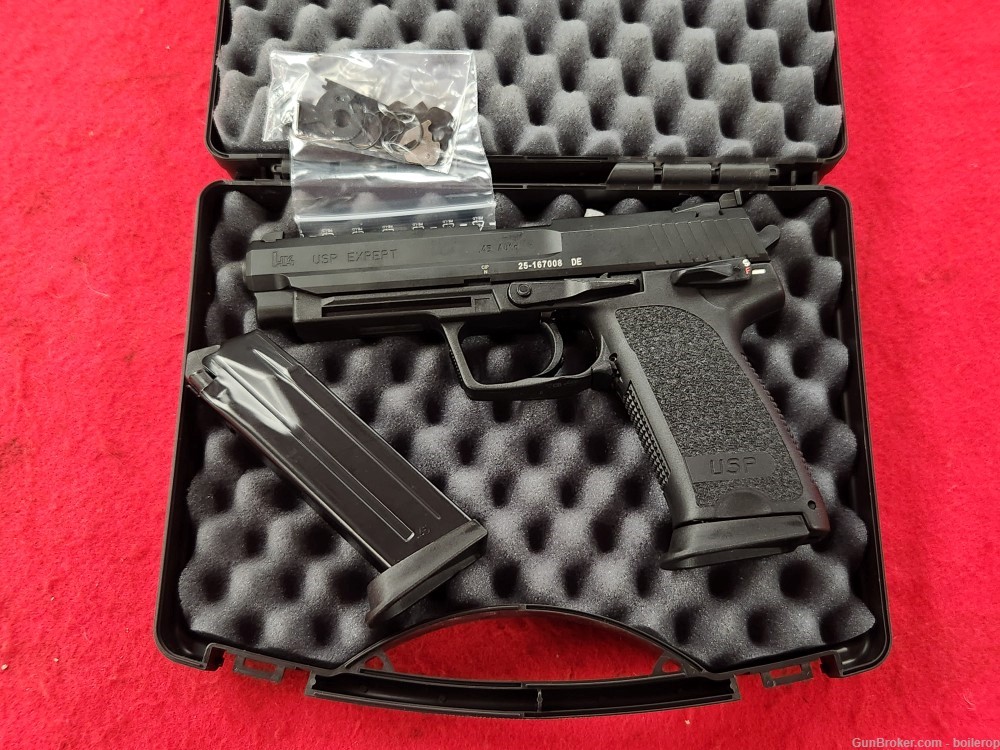 Mint, unfired Heckler & Koch USP 45 Expert, .45acp, w/ box 2 mags PENNY!-img-77