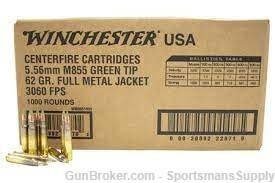 1000 Rnds of Winchester USA M855 5.56mm 62gr Green Tip FMJ Loose Bulk NIB!-img-0