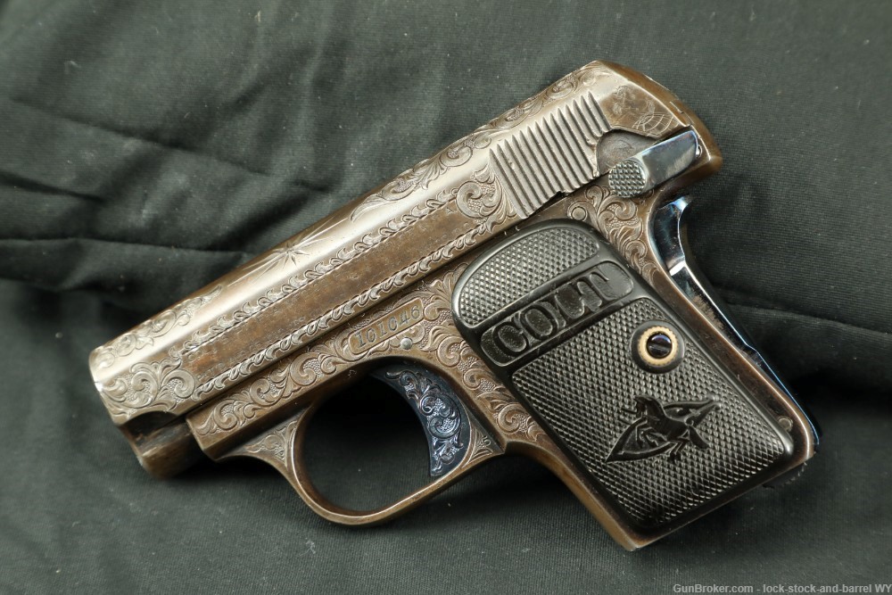 Custom Engraved Colt Model 1908 Vest Pocket Pistol .25 ACP Semi-Auto 1913-img-4