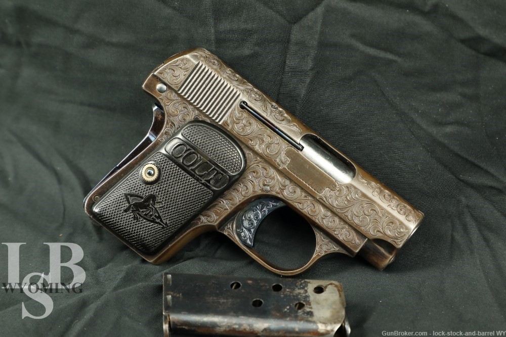 Custom Engraved Colt Model 1908 Vest Pocket Pistol .25 ACP Semi-Auto 1913-img-0