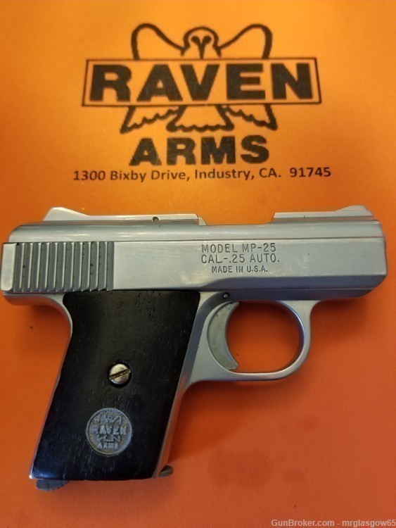 Raven / Phoenix Arms MP25, P-25 Black Wood Grips with Medallions (sliding)-img-2