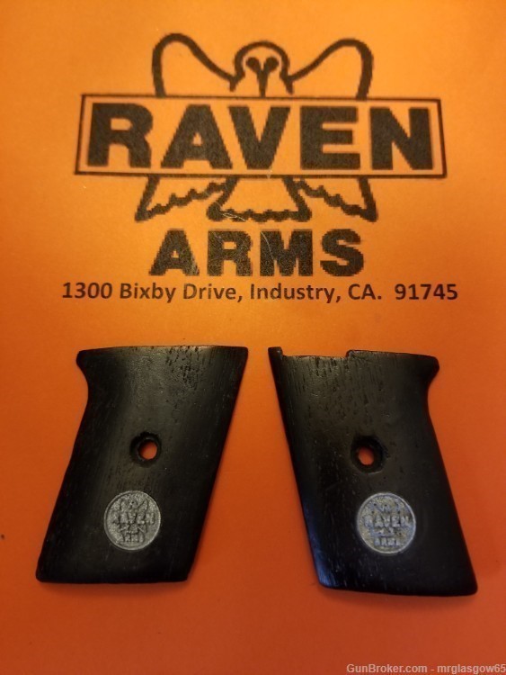 Raven / Phoenix Arms MP25, P-25 Black Wood Grips with Medallions (sliding)-img-1