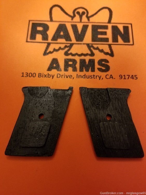 Raven / Phoenix Arms MP25, P-25 Black Wood Grips with Medallions (sliding)-img-7